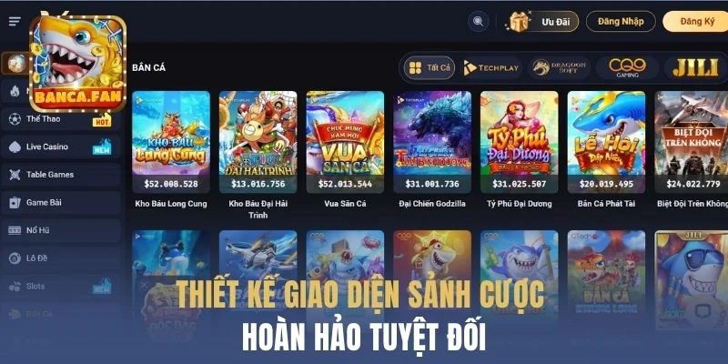 Thiết kế giao diện sảnh cược hoàn hảo tuyệt đối